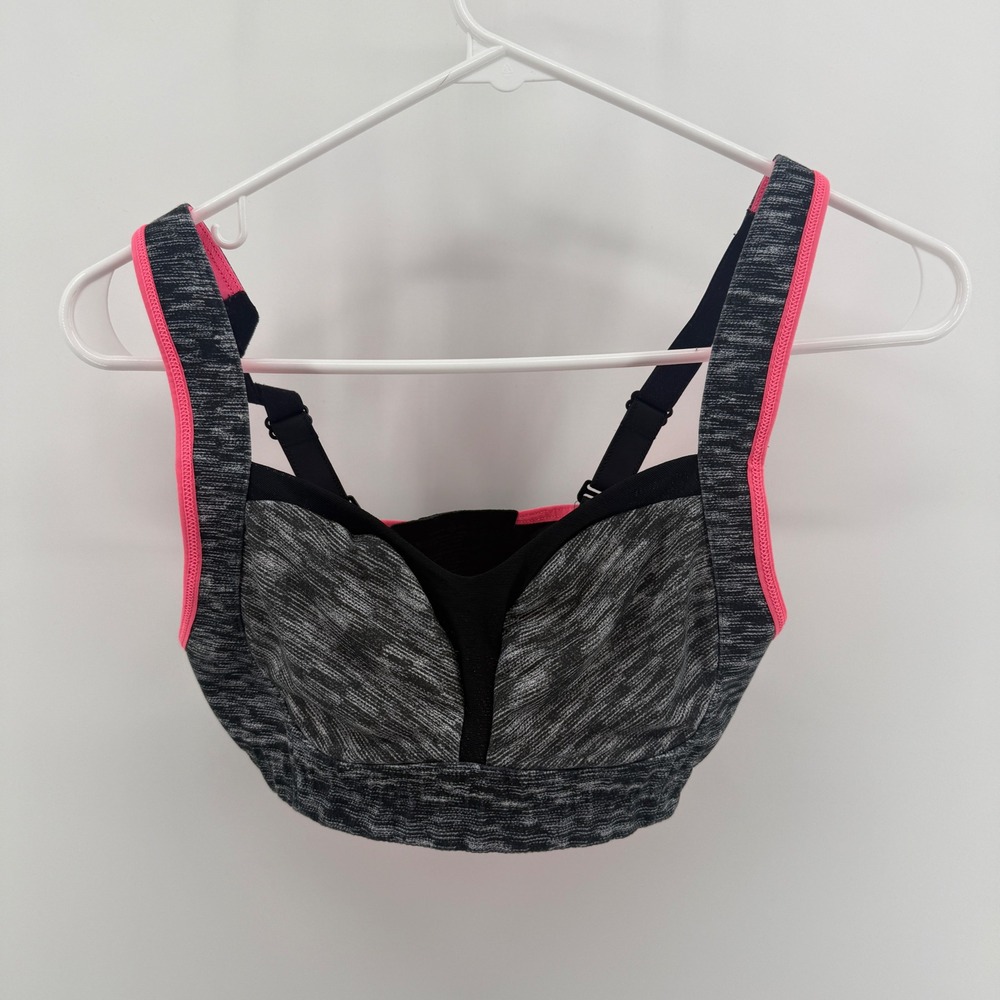 Lululemon Ta Ta Tamer III Sports Bra 32C Gray Pink Space Dye High Impact Running